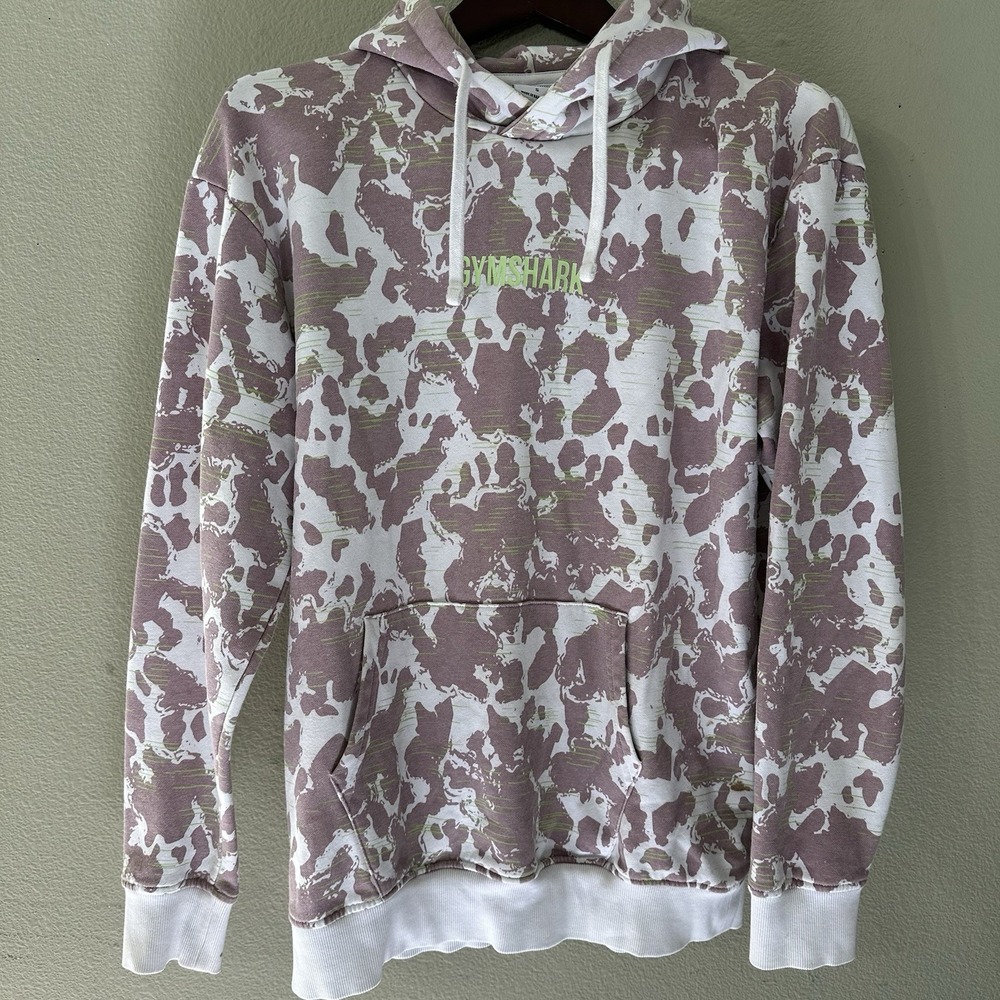 New!‎ Gymshark Purple White Camo Hoodie Slightly Oversized Womens Small